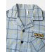 Mens Grid Letter Print Revere Collar Cotton Comfy Pajamas Sets With Pocket