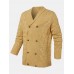 Mens Knitted Solid Color Double Breasted Long Sleeve Simple Cardigans