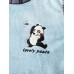 Mens Cute Panda Letter Embroidery Grid Stitching O  Neck Flannel Warm Pajamas Sets