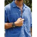 Men Cotton Patched Solid Half Buttons Graceful Leisure All Matched Shirts