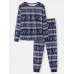 Mens Christmas Element Print Sleepwear Jogger Pants Loose Lounge Pajamas Set