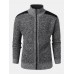 Mens Patchwork Zip Front Knit Patched Sleeve Warm Cardigans