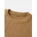 Mens Basic Solid Color Round Neck Casual Raglan Sleeve Sweater