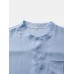 Men Solid Color Pleats Pocket Soft All Matched Skin Friendly Shirts