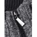 Mens Patchwork Zip Front Knit Patched Sleeve Warm Cardigans