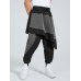 Mens Punk Drawstring Patchwork Color Block Harem Pants