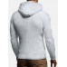 Mens Solid Color Long Sleeve Knitting Hooded Sweater Cardigans