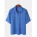 Men Cotton Patched Solid Half Buttons Graceful Leisure All Matched Shirts