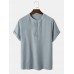 Men Solid Color Half Button Soft All Matched Skin Friendly Shirts