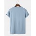 Men Cotton Chest Pocket Round Neck Hem Cuff Short Sleeve Leisure T  Shirts