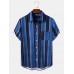 Men Hit Striped Pocket Soft Breathable All Matched Skin Friendly Shirts