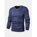 Mens Basic Solid Color V  Neck Knitted Casual Long Sleeve Sweater