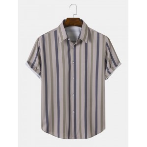 Men Striped Light Soft Breathable All Matched Skin Friendly Shirts