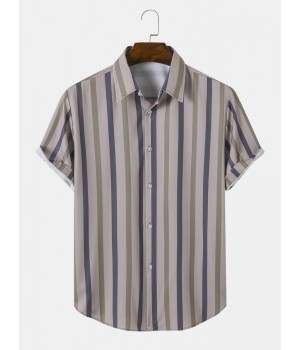 Men Striped Light Soft Breathable All Matched Skin Friendly Shirts