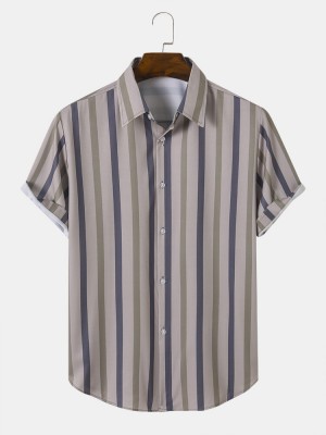 Men Striped Light Soft Breathable All Matched Skin Friendly Shirts