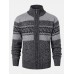 Mens Zip Front Vintage Pattern Knitted Casual Cardigans With Slant Pocket