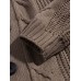 Mens Rib  Knit Button Front Lapel Solid Casual Long Sleeve Cardigans