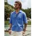 Men Cotton Patched Solid Half Buttons Graceful Leisure All Matched Shirts