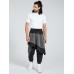 Mens Punk Drawstring Patchwork Color Block Harem Pants