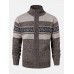 Mens Zip Front Vintage Pattern Knitted Casual Cardigans With Slant Pocket