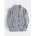 Mens Rib  Knit Hollow Out Button Front Lapel Casual Long Sleeve Cardigans