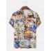 Men Letter Graffiti Single Pocket Leisure All Matched Skin Friendly Shirts