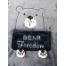 Mens Flannel Cartoon Bear Letter Pattern Round Neck Thick Home Pajamas Sets