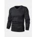 Mens Basic Solid Color V  Neck Knitted Casual Long Sleeve Sweater