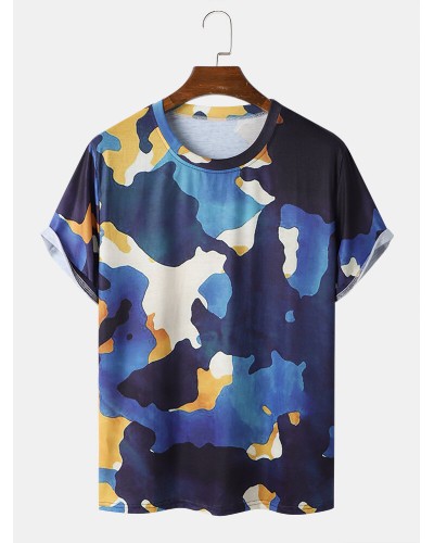 Men Camo Hem Cuff Graceful Leisure All Matched T  Shirts