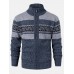 Mens Zip Front Vintage Pattern Knitted Casual Cardigans With Slant Pocket