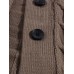 Mens Rib  Knit Button Front Lapel Solid Casual Long Sleeve Cardigans