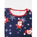 Mens Cartoon Santa Claus Print O  Neck Loose Pants Comfy Home Pajamas Set