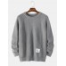 Mens Basic Solid Color Round Neck Casual Raglan Sleeve Sweater