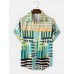 Men Multi Color Geometric Soft Leisure All Matched Skin Friendly Shirts