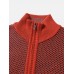 Mens Rib  Knit Zip Up Slant Pocket Casual Warm Cardigans