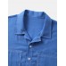 Men Cotton Patched Solid Half Buttons Graceful Leisure All Matched Shirts