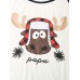 Mens Christmas Cartoon Elk Print Raglan Sleeve Long Sleeve Top Jogger Pants Home Pajamas