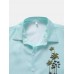 Men Palm Tree Stitching Front Button Soft Breathable All Matched Skin Friendly Shirts