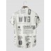 Men All Over Beers Newspaper Print Button Up Short Sleeve Shirts