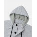 Mens Solid Color Long Sleeve Knitting Hooded Sweater Cardigans