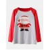 Mens Cartoon Santa Claus Print Raglan Sleeve Loose Plaid Pants Home Lounge Pajamas Set