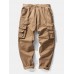 Mens Utility 100  Cotton Solid Color Casual Zipper Fly Cargo Pants