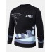 Mens Cartoon Animal Letter Embroidery Crew Neck Ribbed Knit Sweaters