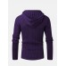 Mens Cable Solid Color Long Sleeve Warm Knitting Hooded Sweaters