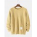 Mens Basic Solid Color Round Neck Casual Raglan Sleeve Sweater