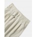 Men Solid Corduroy Drawstring Elastic Waist Ankle Length Pants