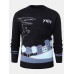 Mens Cartoon Animal Letter Embroidery Crew Neck Ribbed Knit Sweaters