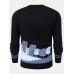 Mens Cartoon Animal Letter Embroidery Crew Neck Ribbed Knit Sweaters