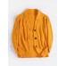 Mens Rib  Knit Hollow Out Button Front Lapel Casual Long Sleeve Cardigans