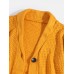 Mens Rib  Knit Hollow Out Button Front Lapel Casual Long Sleeve Cardigans